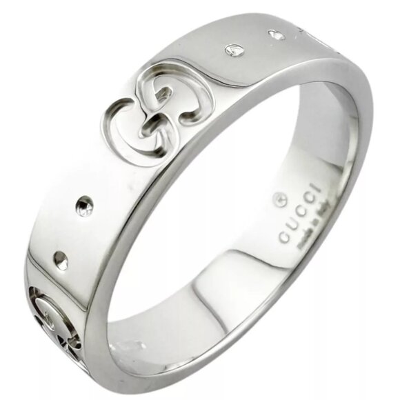 GUCCI Ring US 4 EU47 K18 white gold icon used - Picture 1 of 7